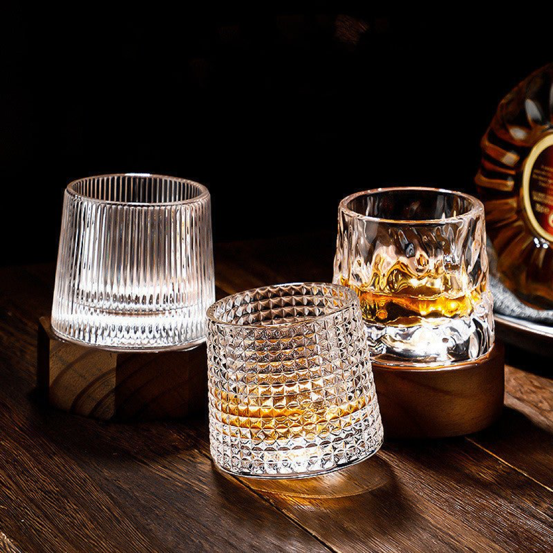 Crystal Swirl Whiskey Glasses for Fuller Flavor