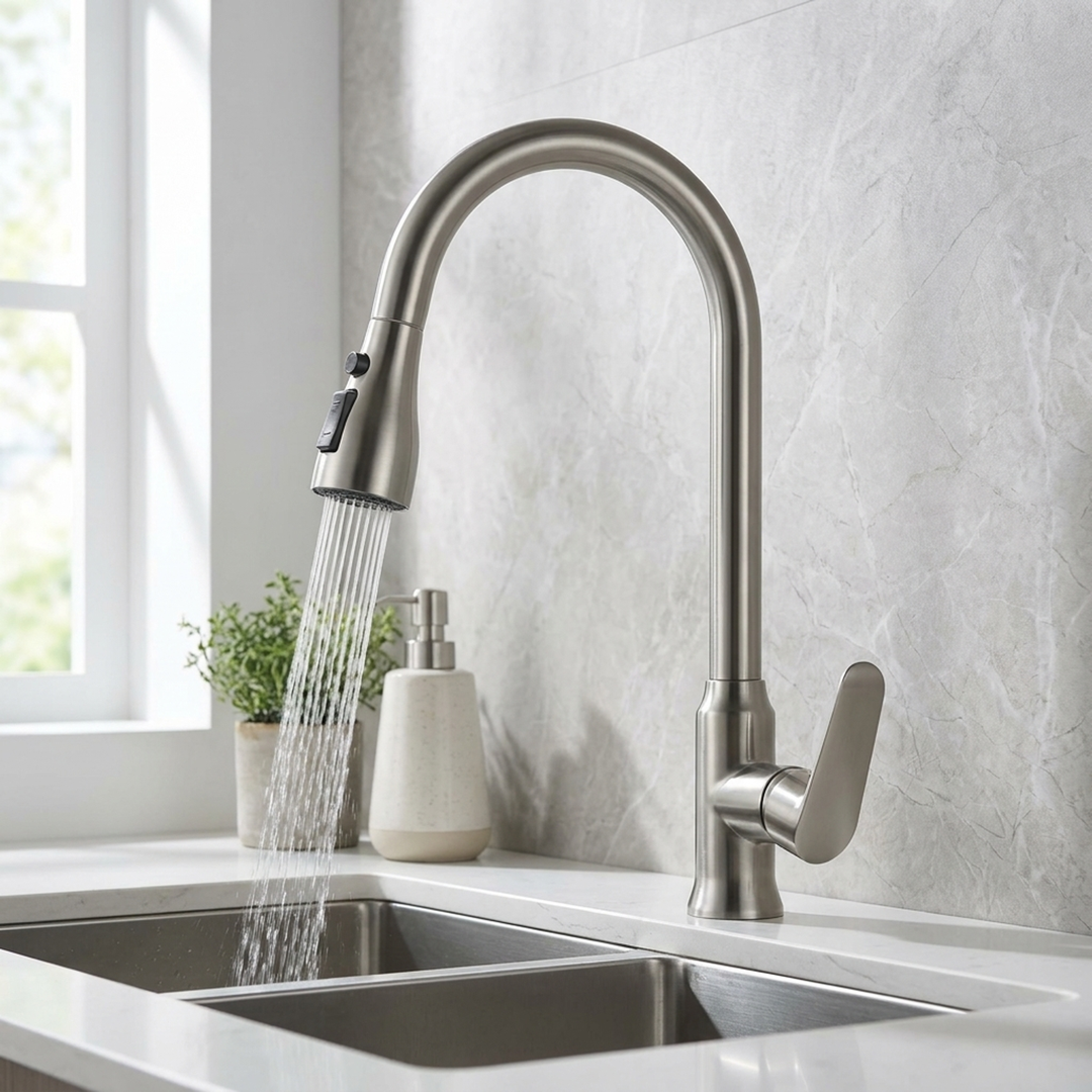 Statement Kitchen Faucet – Flexible Pull-Out Reach