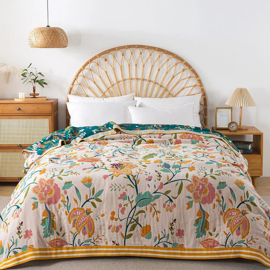 Floral Cotton Coverlet for Cool Summer Comfort