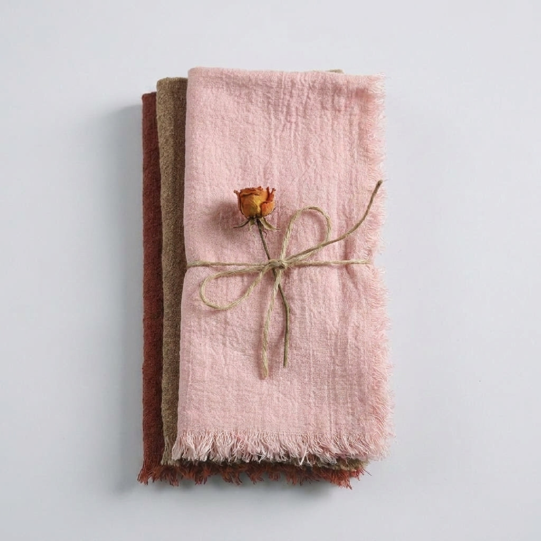 Frayed Cotton Napkin Set for Cozy Tables