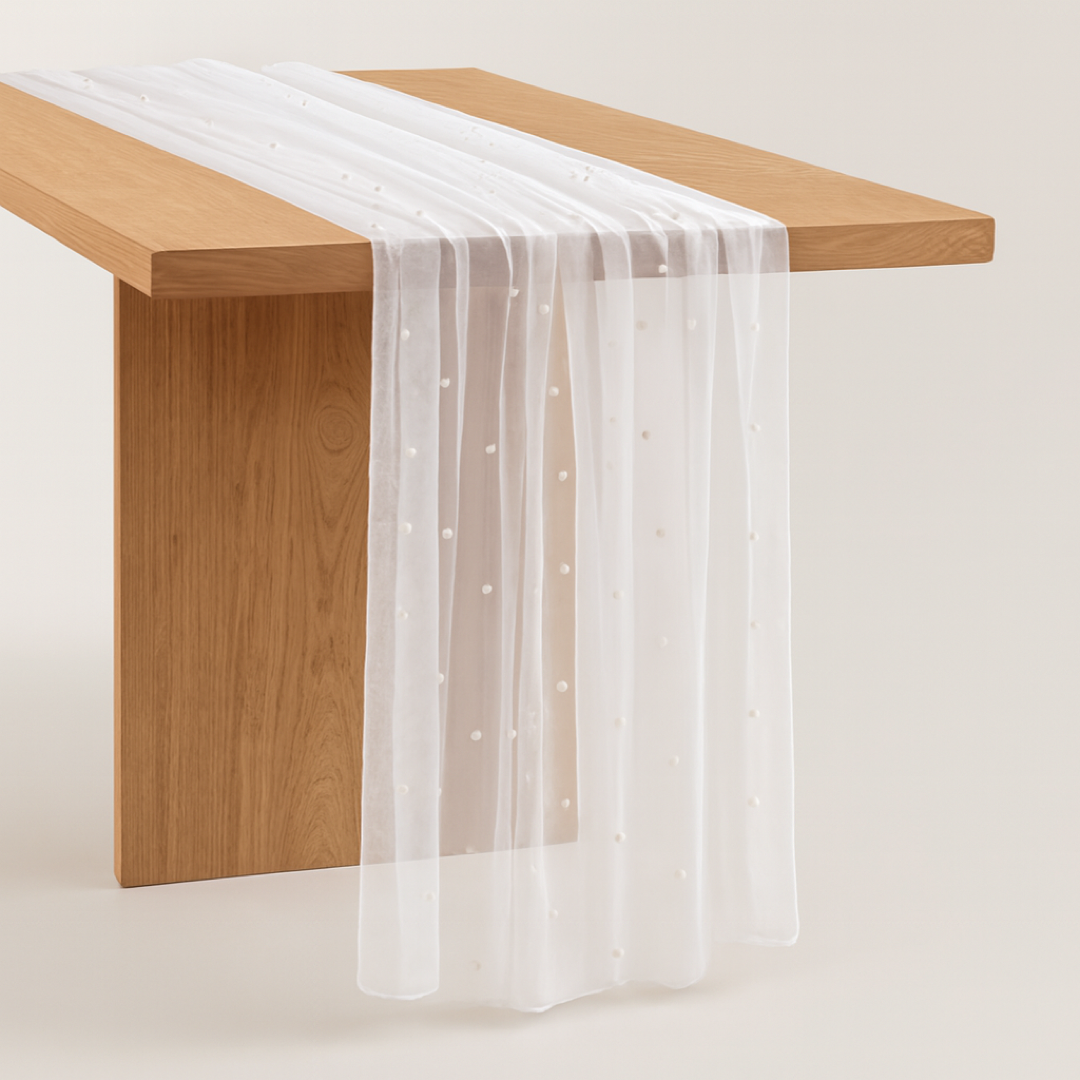 Pearl Chiffon Table Runner for Effortless Elegance