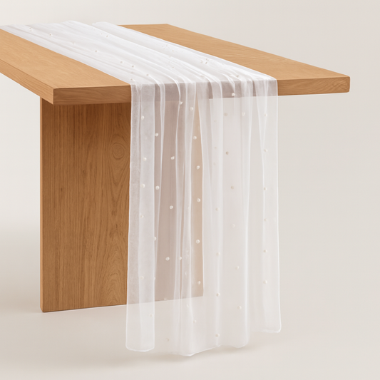 Tischläufer aus Perlenchiffon für mühelose Eleganz