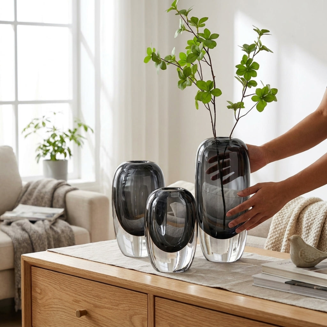 Gradient Glass Art Vase – Stable Sculptural Style