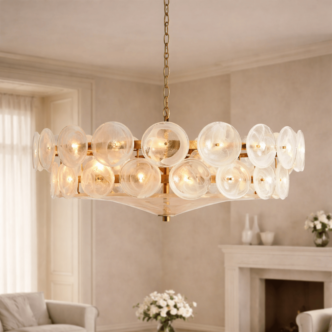 Layered Glass Chandelier — Soft, Welcoming Light