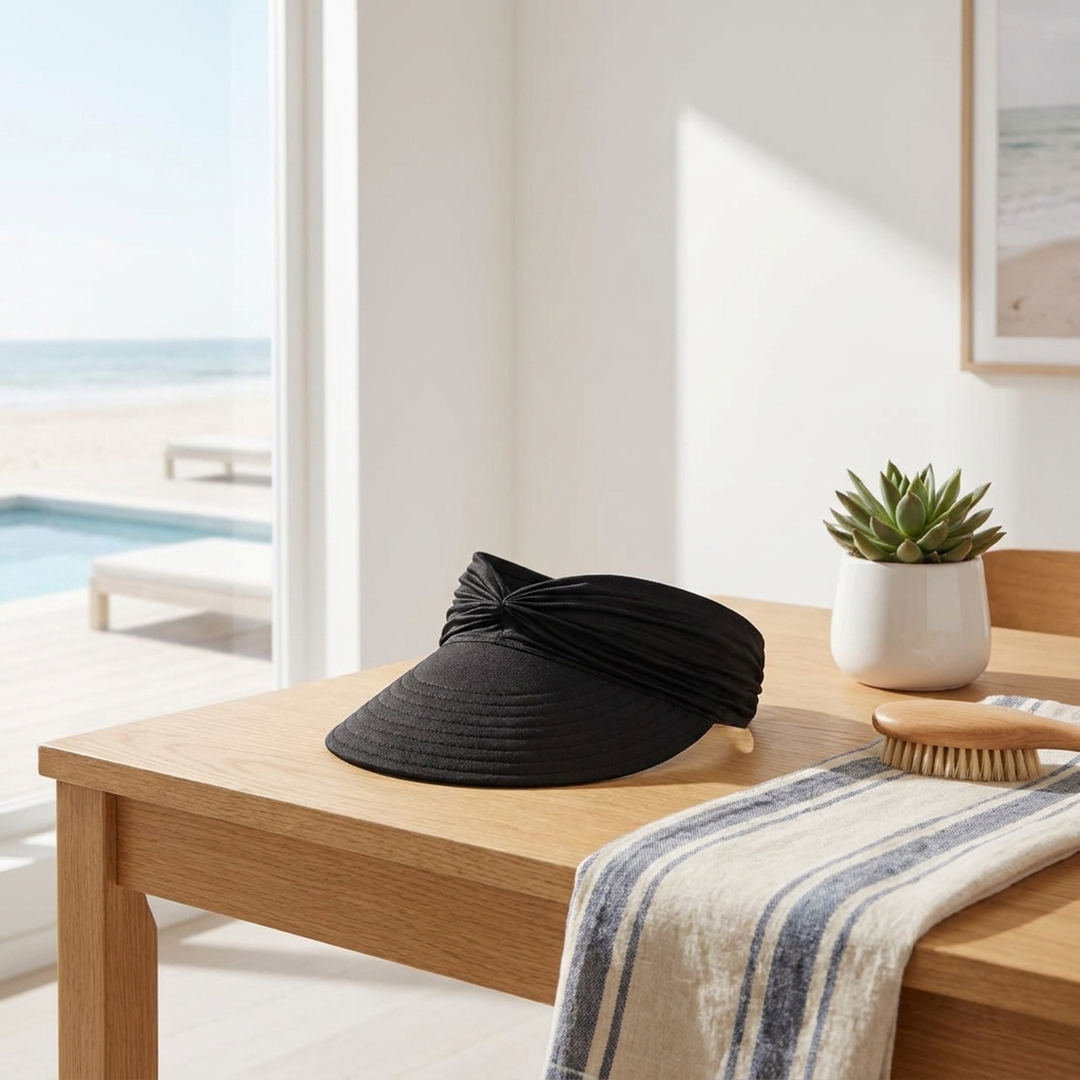 Ruched Travel Visor for Wide-Brim Sun Protection