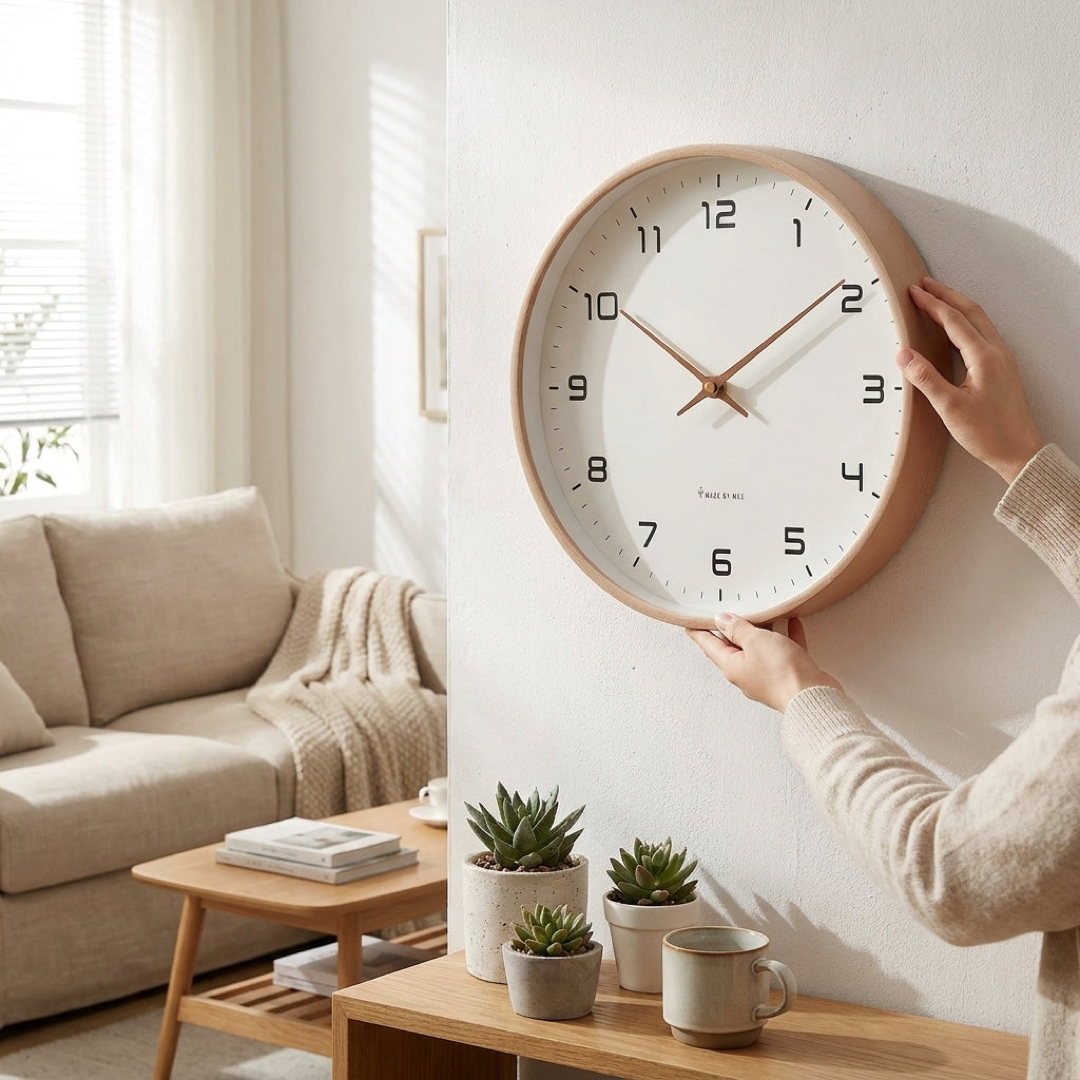 Silent Wood Wall Clock for Peaceful Spaces
