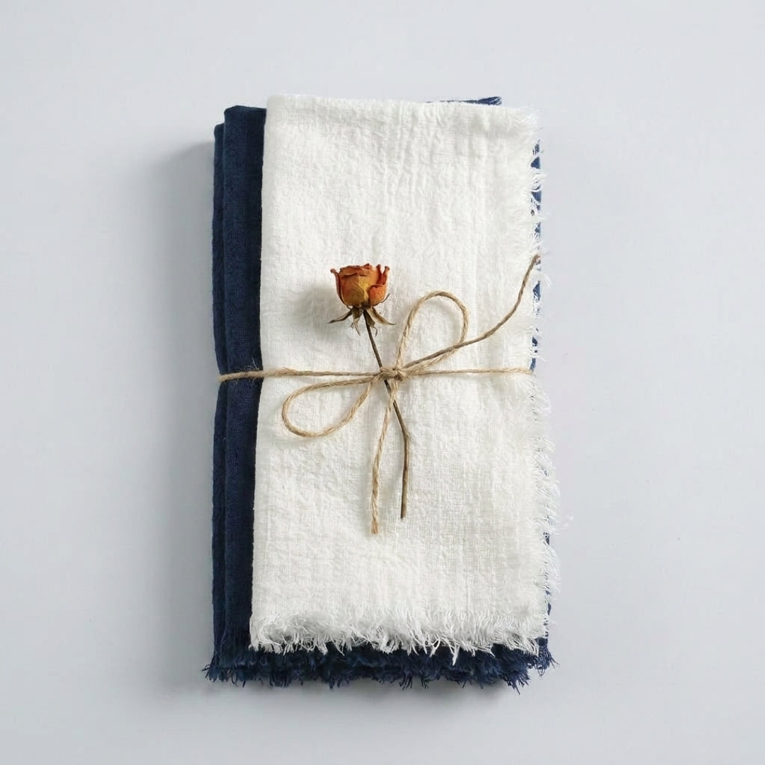 Frayed Cotton Napkin Set for Cozy Tables