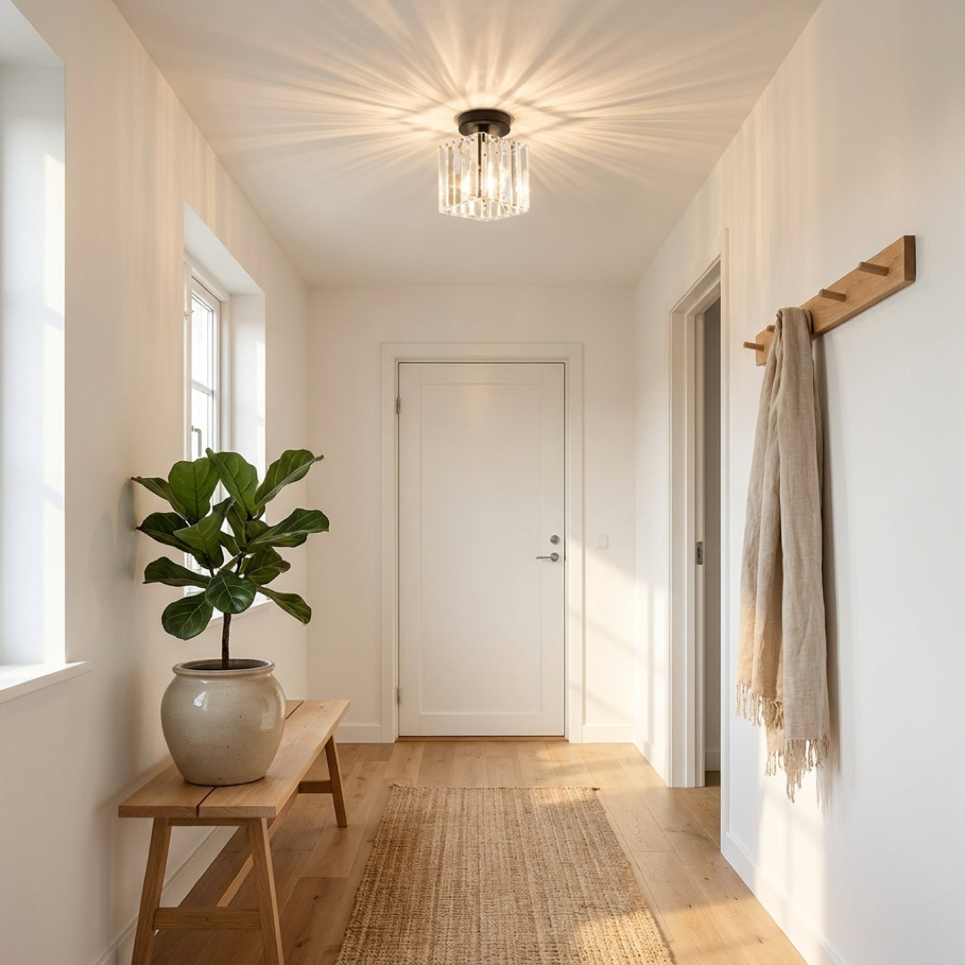 Square Crystal Ceiling Light for Radiant Rooms