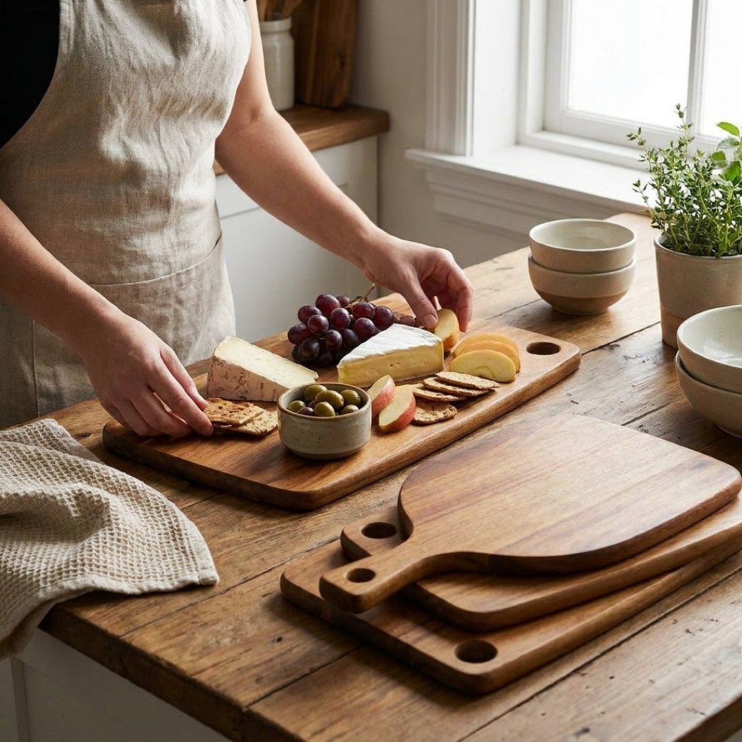 Reversible Acacia Board for Prep and Serving