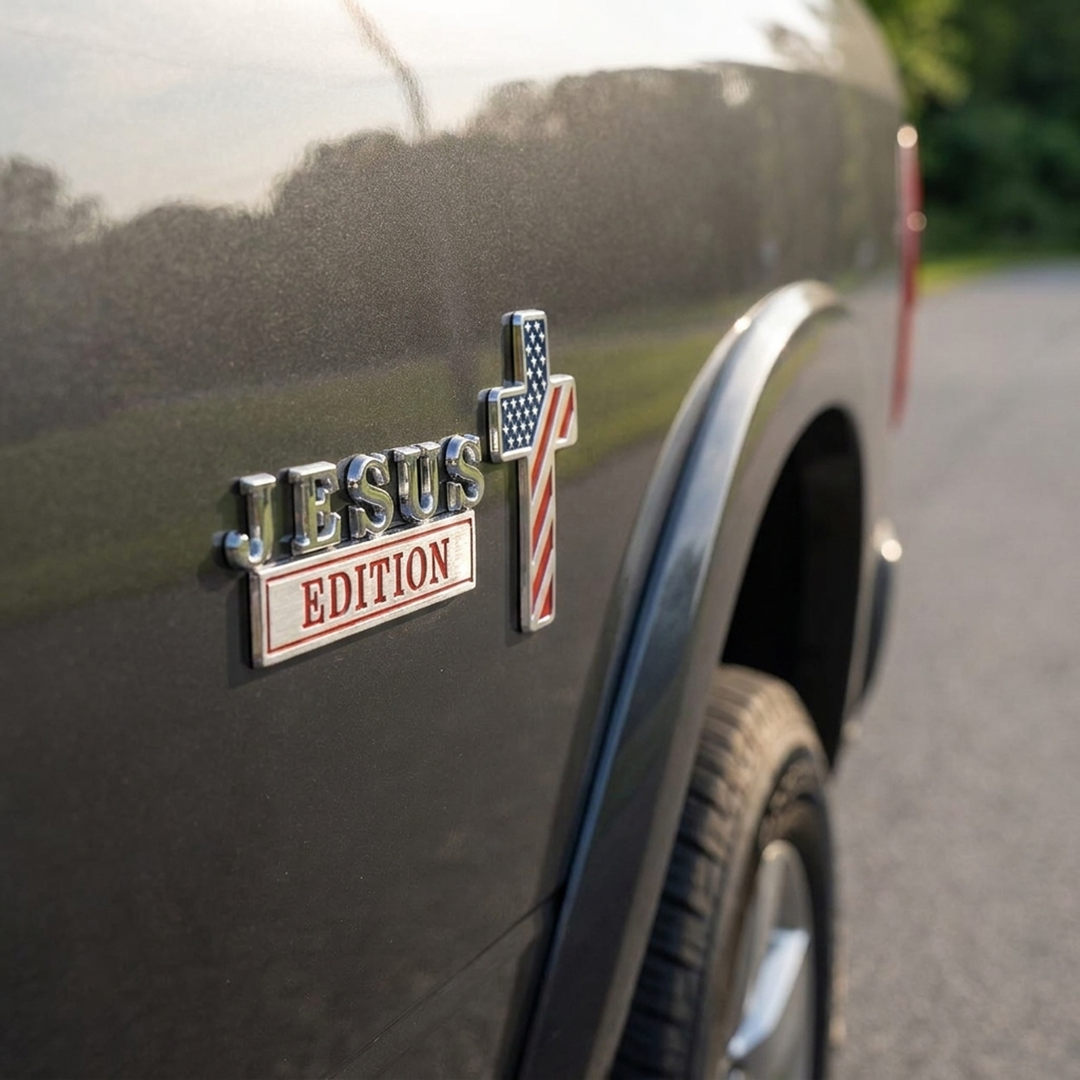 Jesus Cross Car Emblem for Faithful Journeys