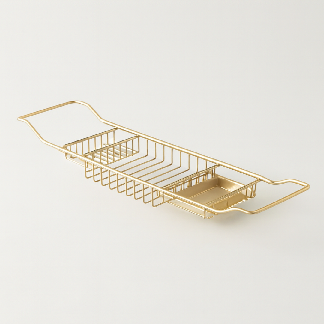 Adjustable Steel Bath Caddy Keeps Essentials Dry