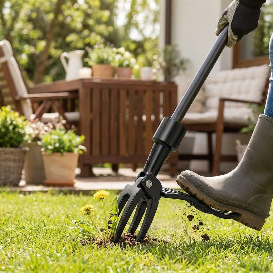 Stand-Up Root Puller for Back-Friendly Weeding