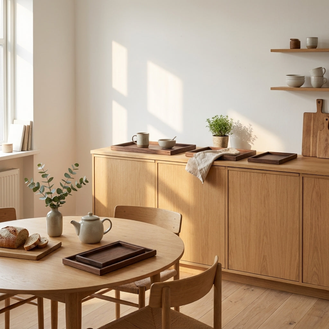 Hardwood Carry Tray for Spill-Free Serving