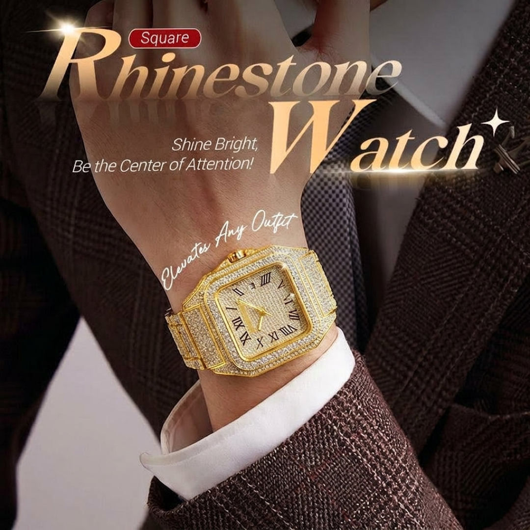 Square Rhinestone Watch for Day-to-Night Style