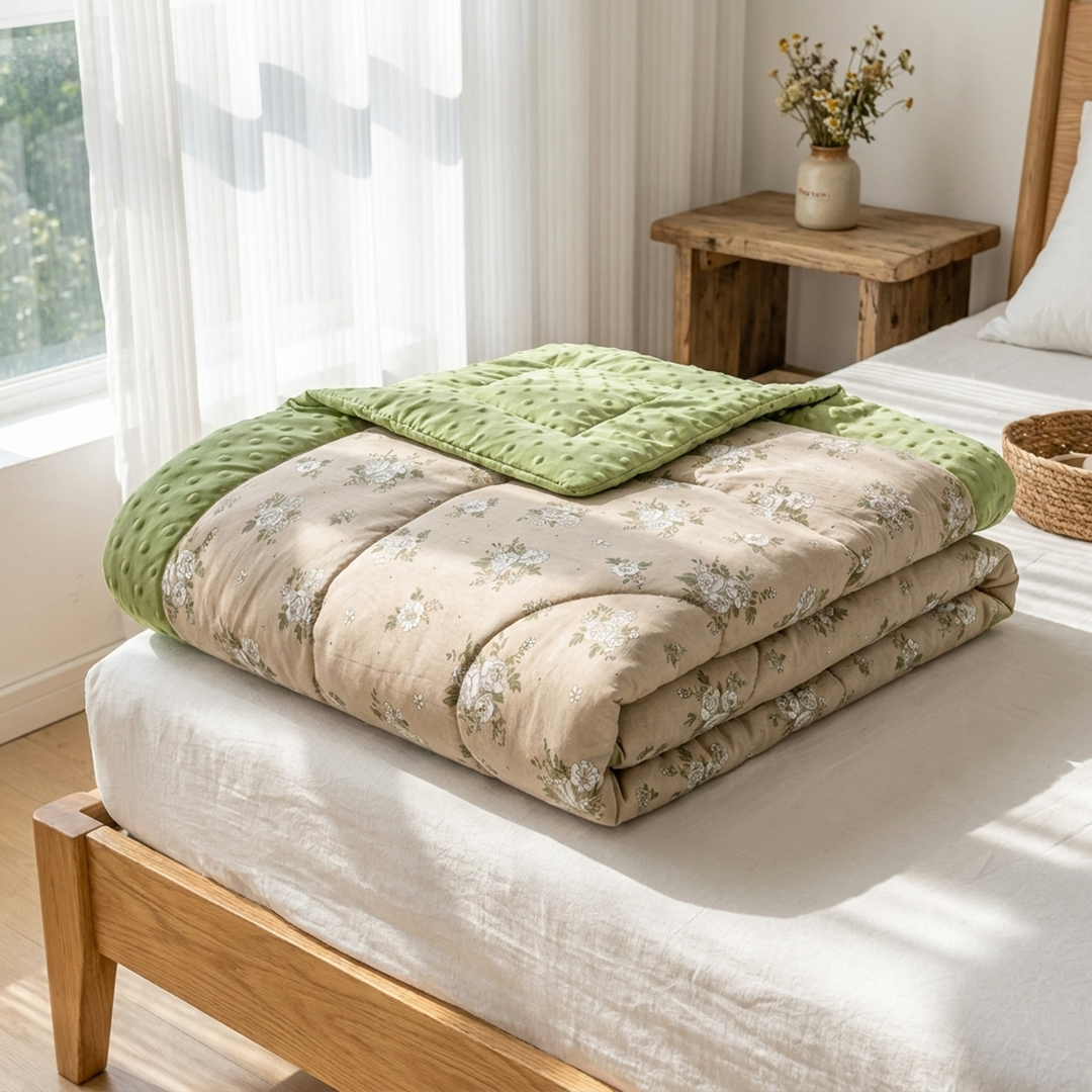 Botanical Summer Quilt for Cool, Airy Sleep