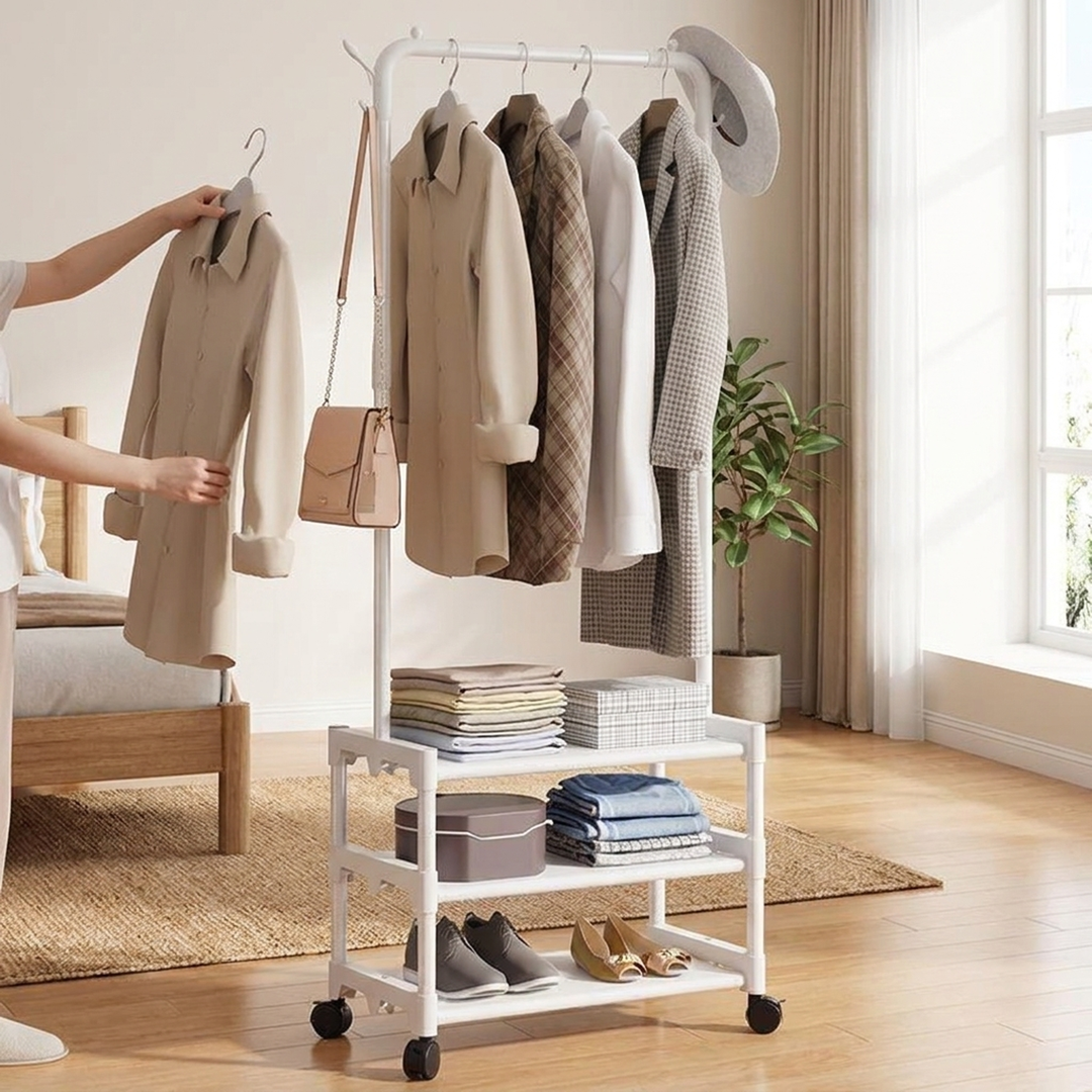 Rolling Wardrobe Rack for Easy Outfit Access