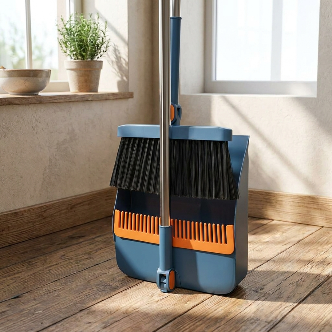 Pivoting Broom & Dustpan Set for Corner Reach
