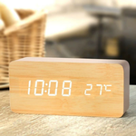 Wood-Look LED Alarm Clock – Easy Bedside Viewing