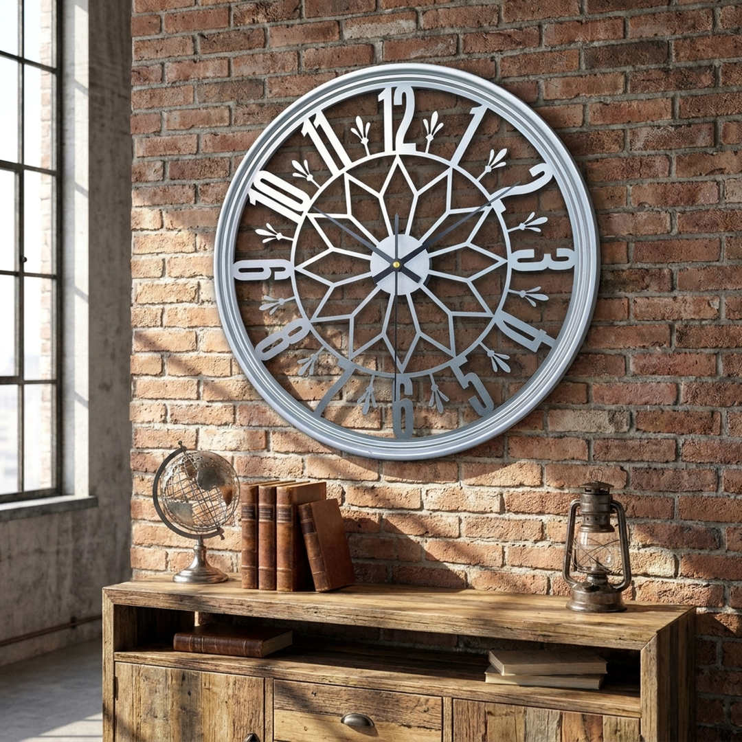Industrial Metal Wall Clock for Quiet Spaces