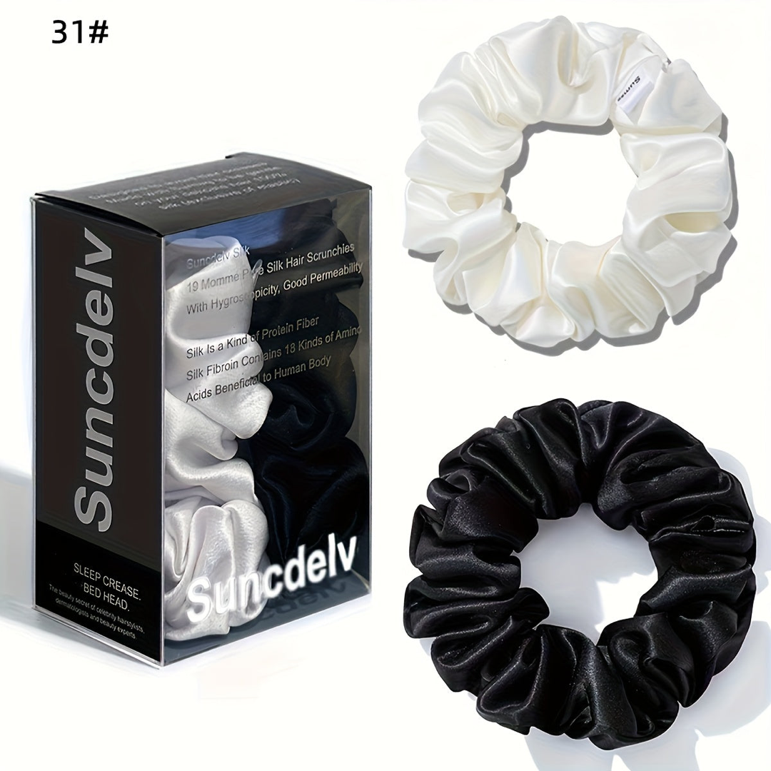 Pure Silk Scrunchie Pair for Crease-Free Hold