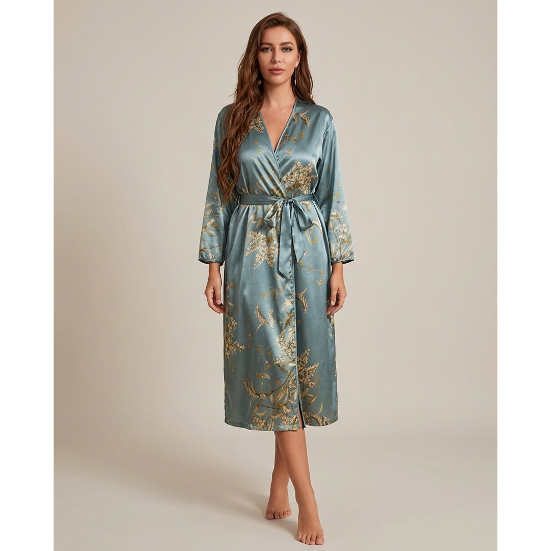 Floral Satin Robe for Effortless At-Home Comfort