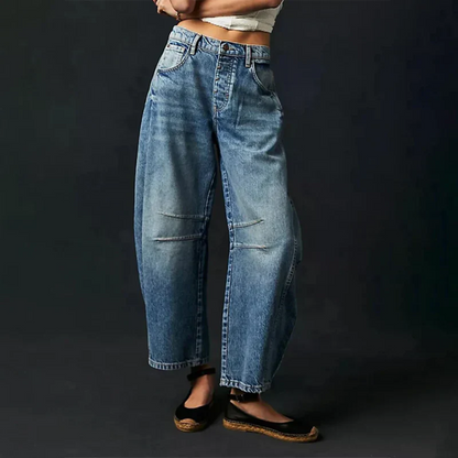 Women's Barrel Jeans with Wide Legs and a Low Waist