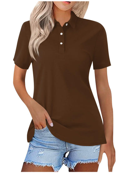 Women's Short-Sleeve Polo with Polo Collar Slim Fit