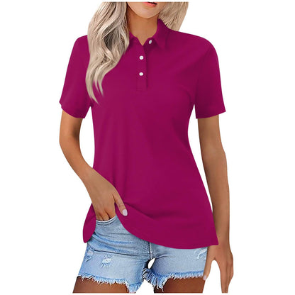 Women's Short-Sleeve Polo with Polo Collar Slim Fit