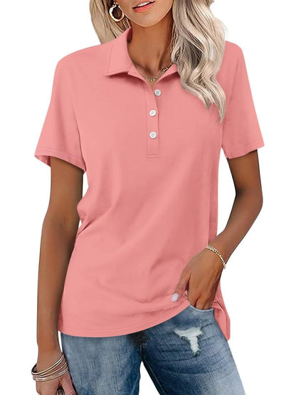 Women's Short-Sleeve Polo with Polo Collar Slim Fit