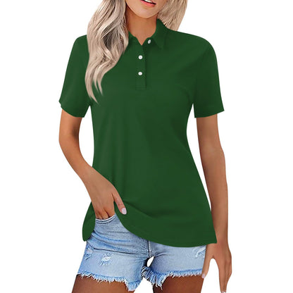 Women's Short-Sleeve Polo with Polo Collar Slim Fit