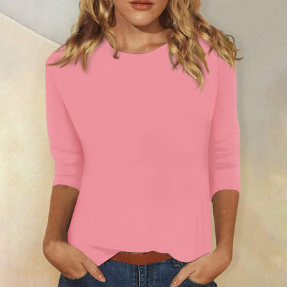 Women's T-shirt Three-Quarter Sleeve with Round Neck and Regular Fit