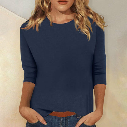 Women's T-shirt Three-Quarter Sleeve with Round Neck and Regular Fit