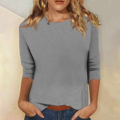 Women's T-shirt Three-Quarter Sleeve with Round Neck and Regular Fit