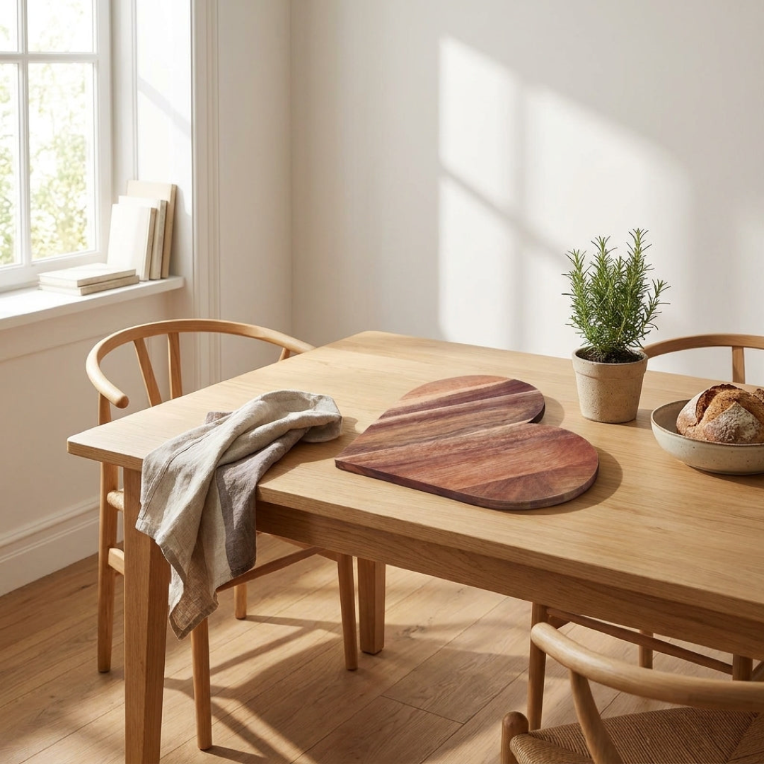 Heart-Shaped Wooden Board for Prep and Serving