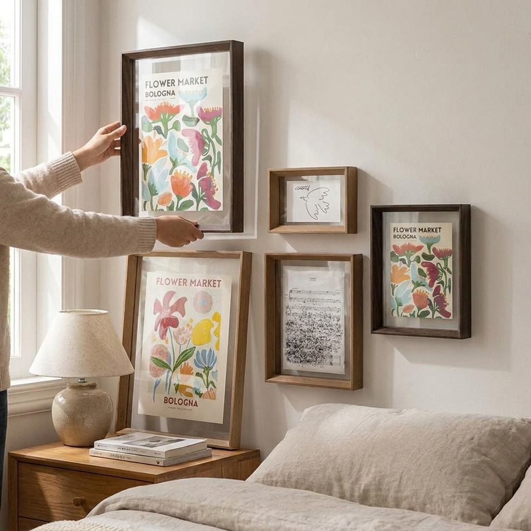 Solid Wood Floating Frame for Light-Filled Displays
