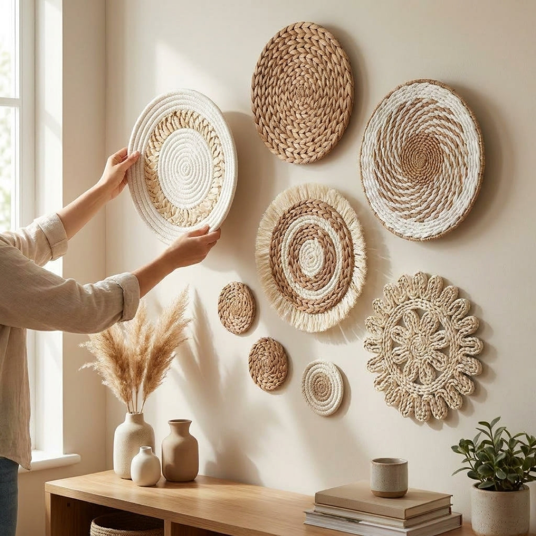 Rattan Wall Basket Gallery Set for Effortless Warmth
