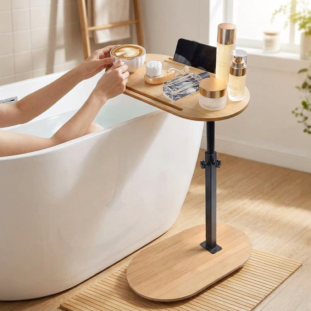 Adjustable Bamboo Bath Stand for Easy Reach