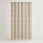 Tasseled Linen Shower Curtain for a Drier Bathroom