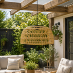 Solar Woven Pendant Lamp With Dusk-To-Dawn Glow