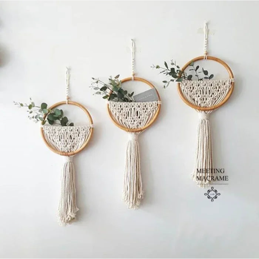 Round Macrame Plant Holder Wall Art