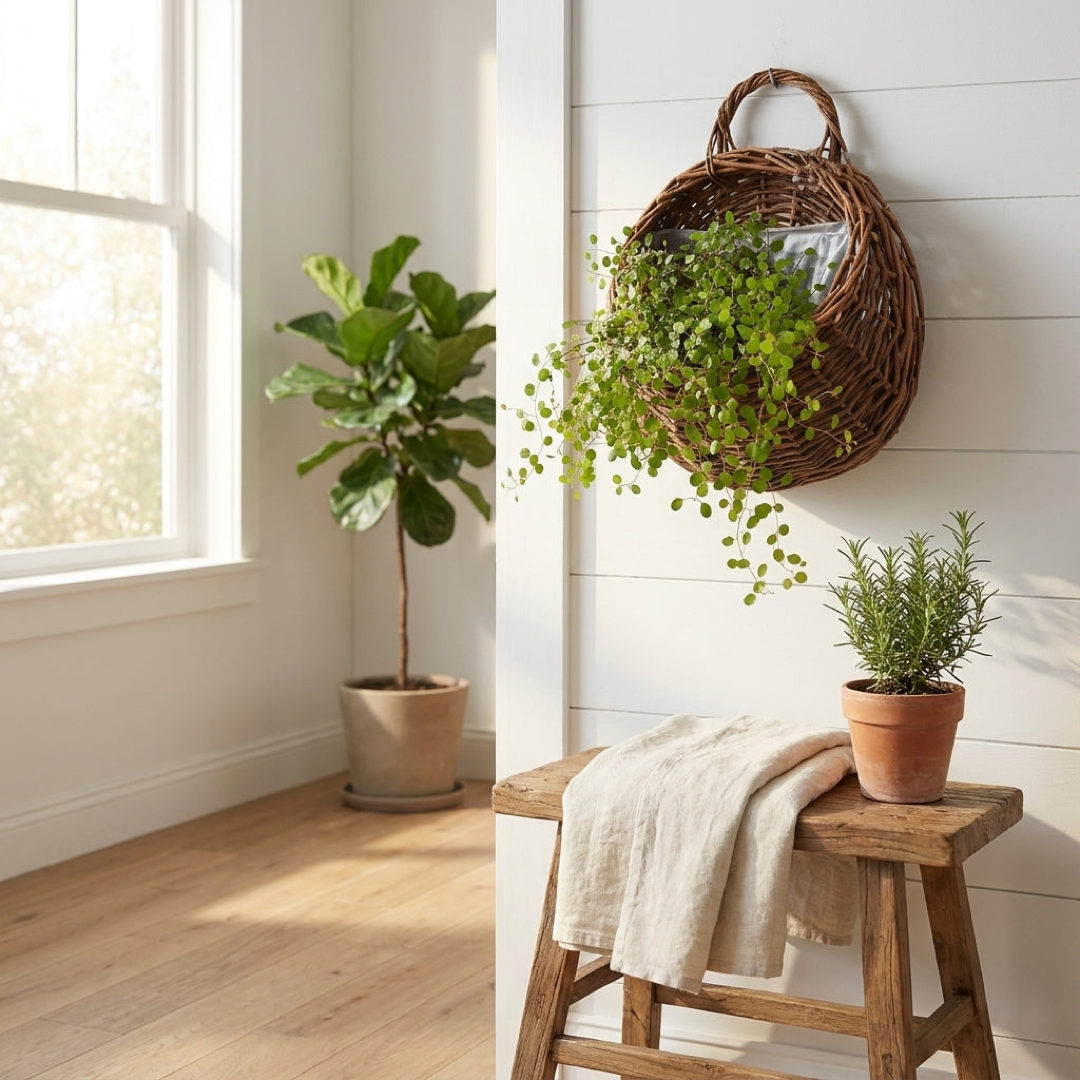 Rattan Basket Planter for Flexible Display
