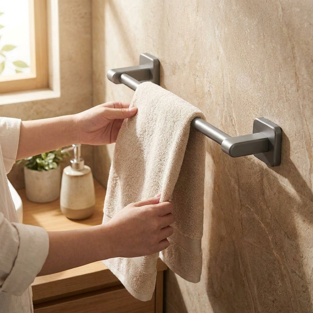 Adhesive Aluminum Towel Bar for Drill-Free Setup