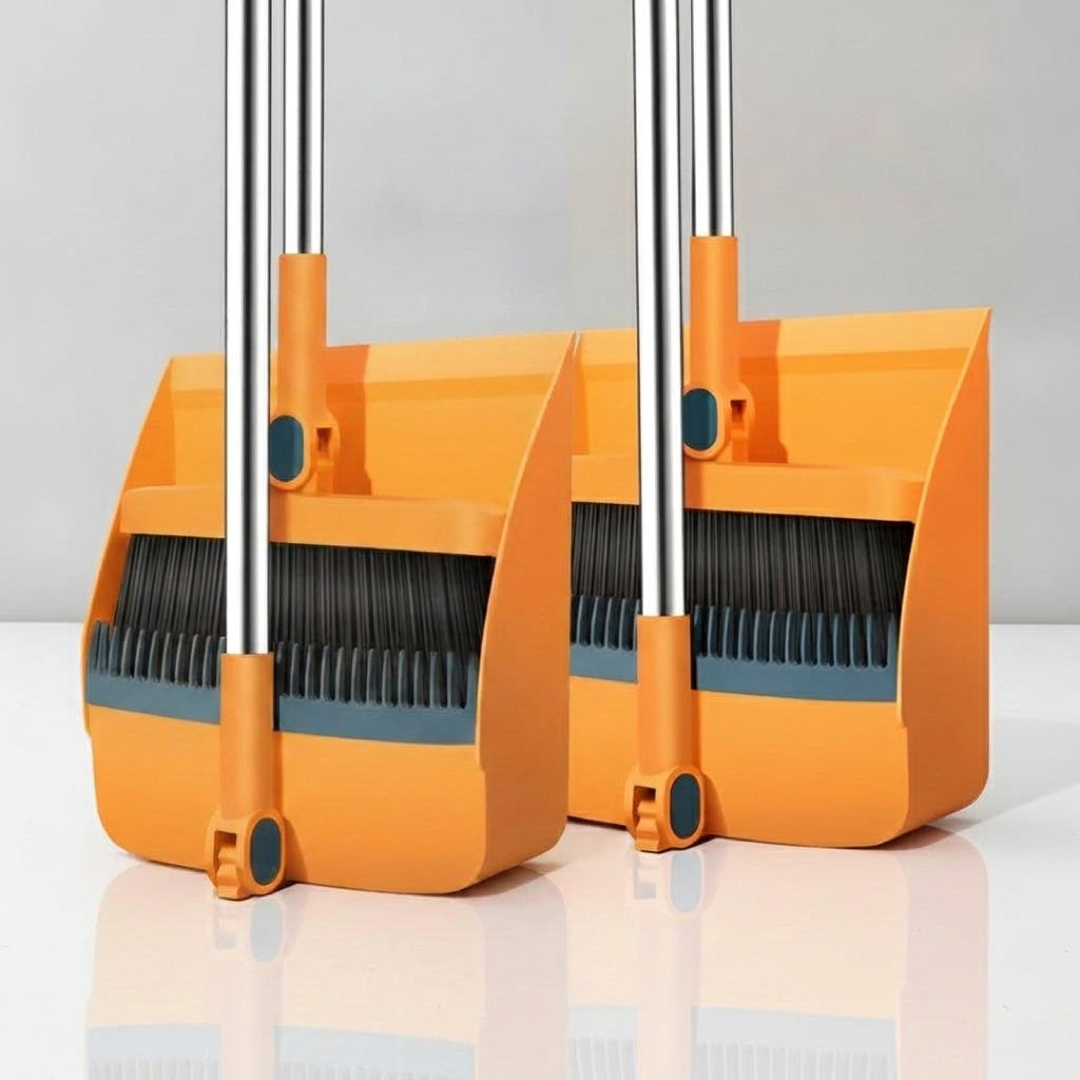 Self-Cleaning Broom Set for Easy Reach