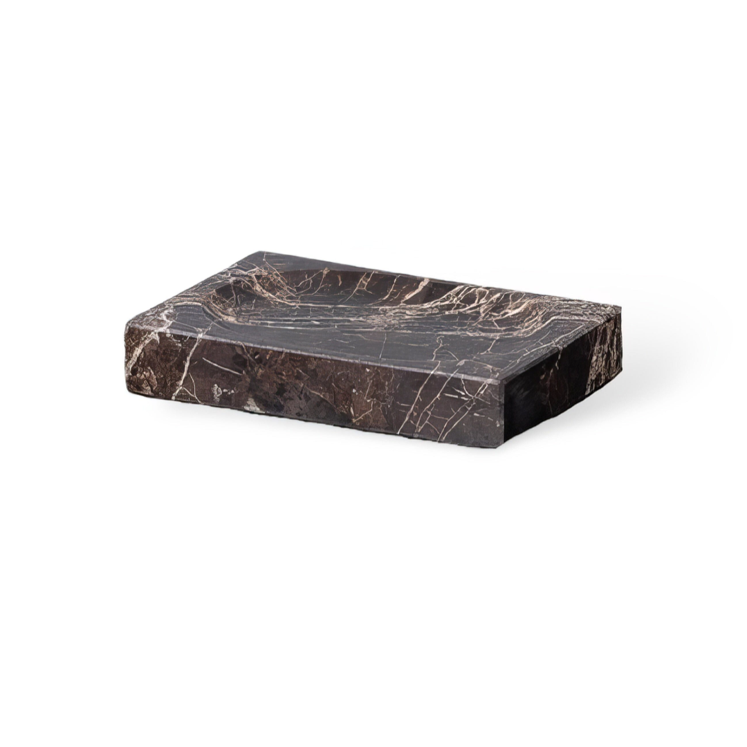 Dark Marble Vanity Set for Clutter-Free Countertops