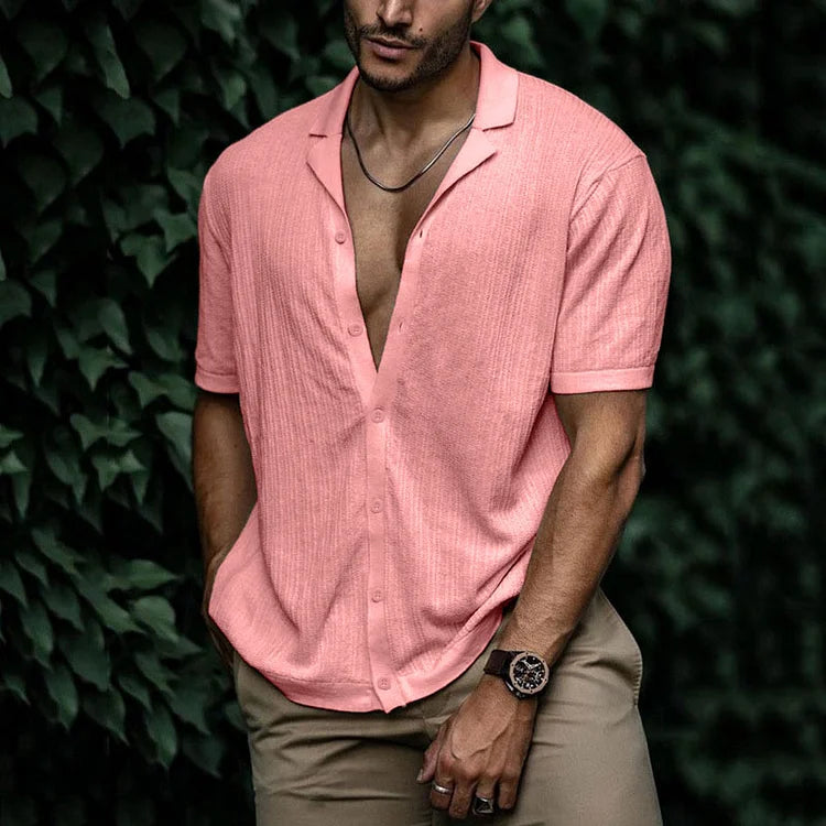 Preston | Men’s Summer Casual Short Sleeve Button-Up Shirt with Camp Collar