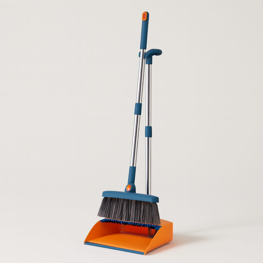 Pivoting Broom & Dustpan Set for Corner Reach