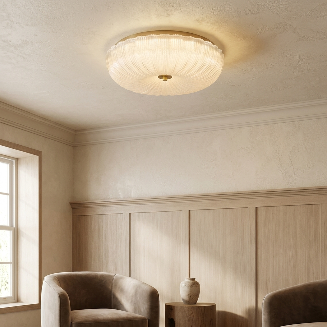 Textured Glass Ceiling Light for Low Ceilings