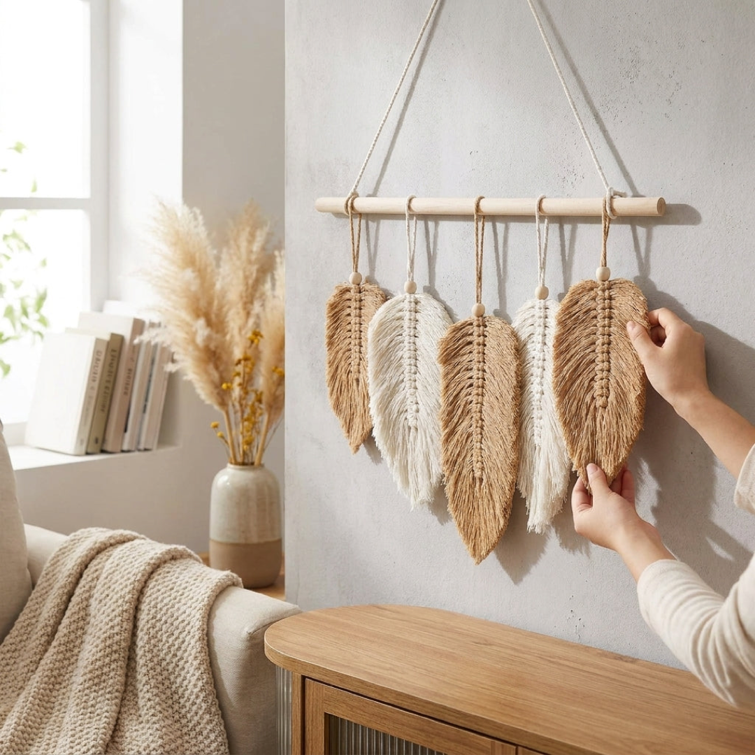 Macrame Leaf Wall Art for Bohemian Warmth