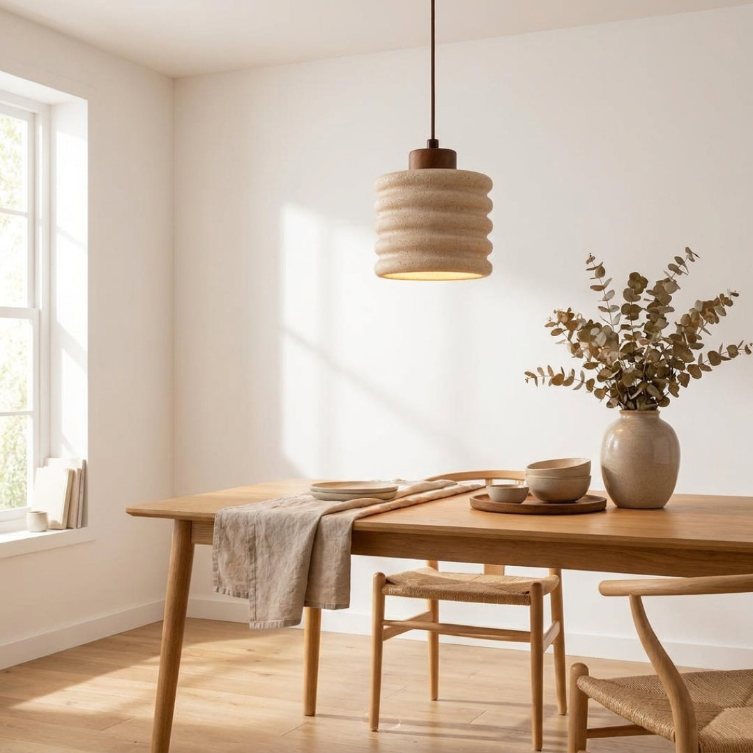 Travertine Walnut Pendant Light for a Warm Glow