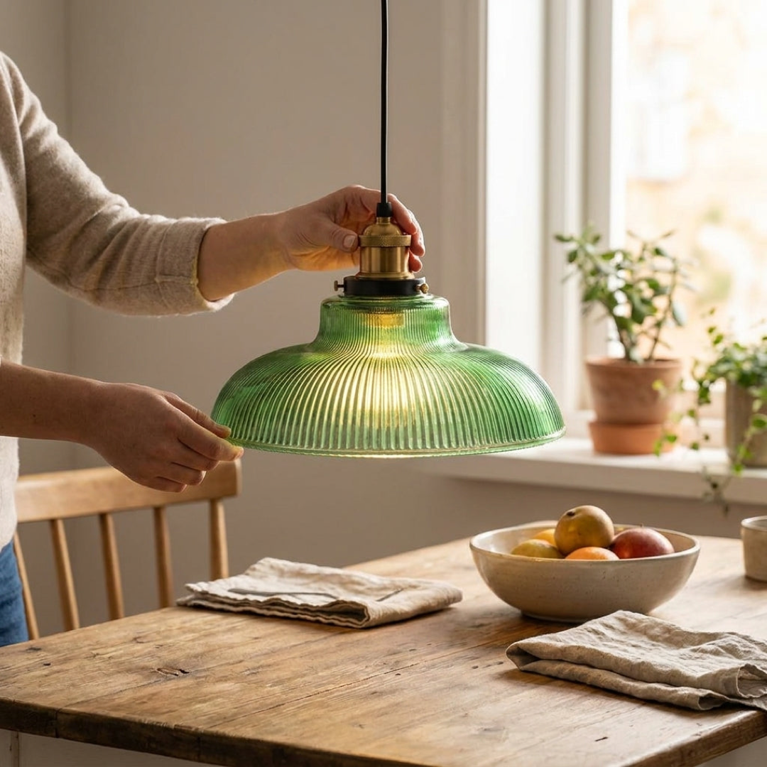 Vintage Glass Pendant Lamp for a Warm Glow